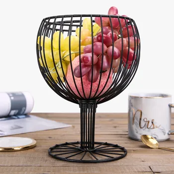 

1pc Metallic Iron Snack Storage Basket Snack Tray Dessert Fruit Basket Wine Glass Wrought Dessert Tray Fruit Basket Modern k2