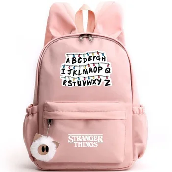 

Stranger Things Cute Mochila Rabbit Ears Women Luminous Backpack School Student Backpack Travel Bags Waterproof Canvas Girls Bag