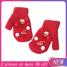 Детские перчатки; Новинка года; Лидер продаж; Детские теплые вязаные перчатки для мальчиков и девочек; зимние перчатки с принтом; Зимние перчатки для детей;# N4