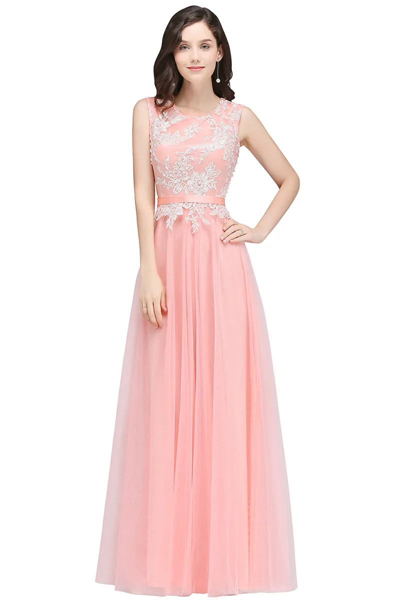 24 часа бордовое кружевное Длинное Элегантное Вечернее Платье ТРАПЕЦИЕВИДНОЕ шифоновое Розовые Вечерние платья без рукавов длинное вечернее платье - Color: Pink