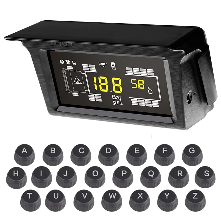 

188Psi External sensor 6-8-10-12-14-16-18-26 wheels Tire Pressure Monitoring system solar power Trailer bus truck TPMS