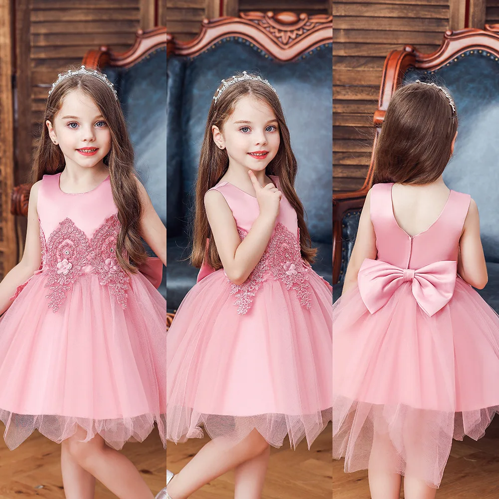 2020 New Princess Lace Dress Kids Flower Embroidery For Girls Vintage Children Dresses Wedding Party Formal Ball Gown | Свадьбы и