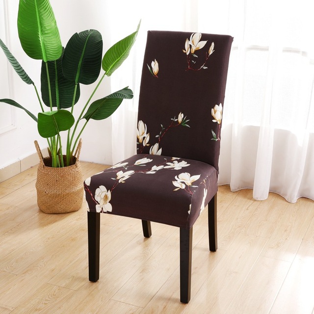 Series Chair Cover for Dining Room Banquet Hotel Kitchen Spandex Stretch Print Chair Covers Removable Washable Seat Decor