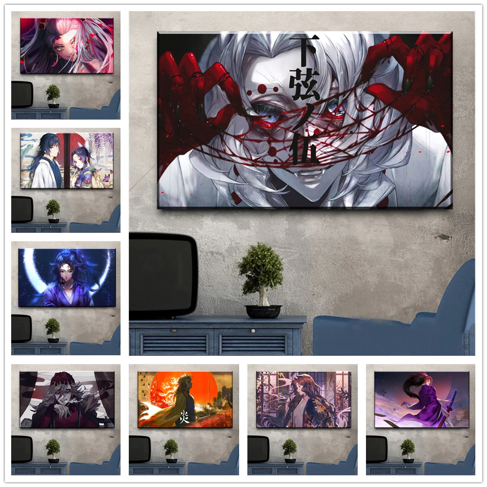 

Baby Kids Room Decoration Wall Art Canvas Pictures Popular Game Demon Slayer Animation Canvas Painting Prints Living Home Decor