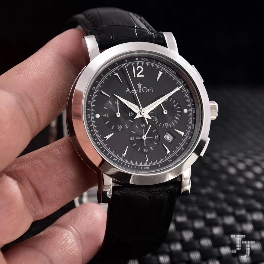 

Luxury Brand New Chronograph Men Watch Stopwatch Sapphire Watches Silver Gold Black White Brown Leather Sport Limited Watches