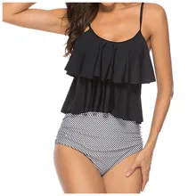 JAYCOSIN юбка купальник для женщин из двух частей купальные костюмы Топ Раффлед с высокой талией Нижняя бикини набор Switmsuit