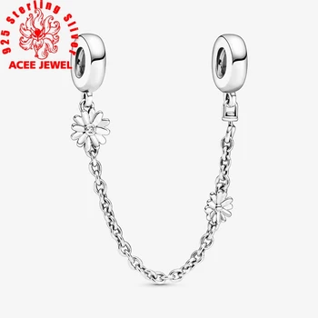 

2020 Spring Trendy Beads Daisy Flower Safety Chain Charms fit Original Bracelets Women DIY Jewelry