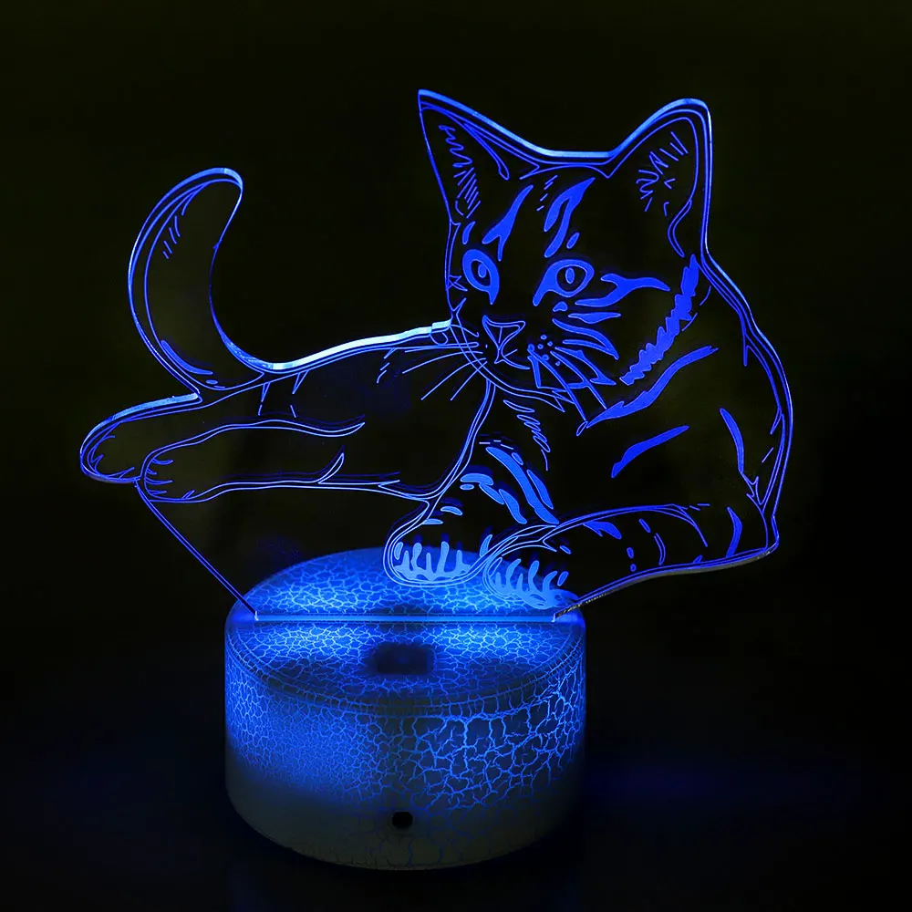 

7 Colorful Cat 3D Lamp Acrylic LED Night Light USB Touch Sensor Light Children Cute Night Lamp Bedroom Light Touch Sensitive