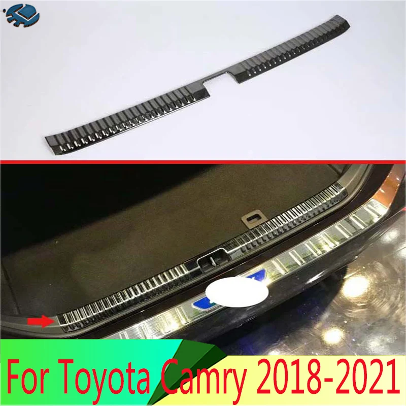 

For Toyota Camry 2018 2019 Car Decoration Black Steel Rear Trunk Scuff Plate Door Sill Cover Molding Garnish