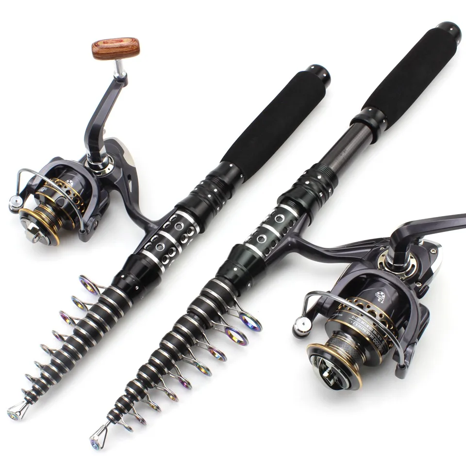 1.5m-1.8mrod Reel Combos Portable Carbon Portable Telescopic Fishing Rod  Spinning Rod And Reels Vara De Pesca Com Molinete - Fishing Rods -  AliExpress