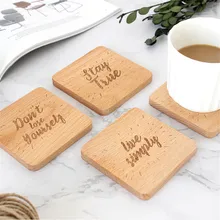 Nordic Letter Wooden Coasters Simple Dinner Table Anti-hot Mat Chic Mini Solid Square Pad Hot Milk Coffee Cup Insulated Plate