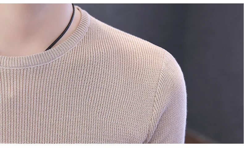 Новинка, модный брендовый мужской свитер, пуловер в полоску, облегающий свитер с круглым вырезом, Высокоэластичный облегающий свитер