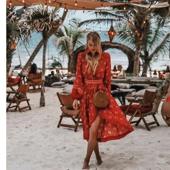 

BGW 31618ht Wine Red Bohemia Style A Line Cocktail Dress Jersey A Line Long Sleeves 2020 Vestidos De Coctel Tallas Grandes Mujer