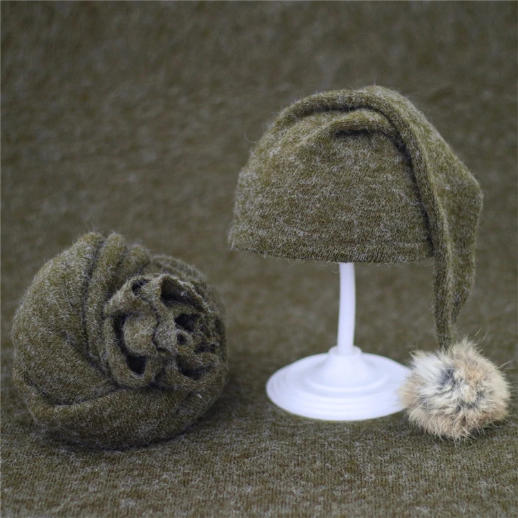 2pcs Wrap Hat Sets Newbornn Photography Props Boys Girls Photography Swaddle Blanket Infant Baby Picture Shoot Props Accessories