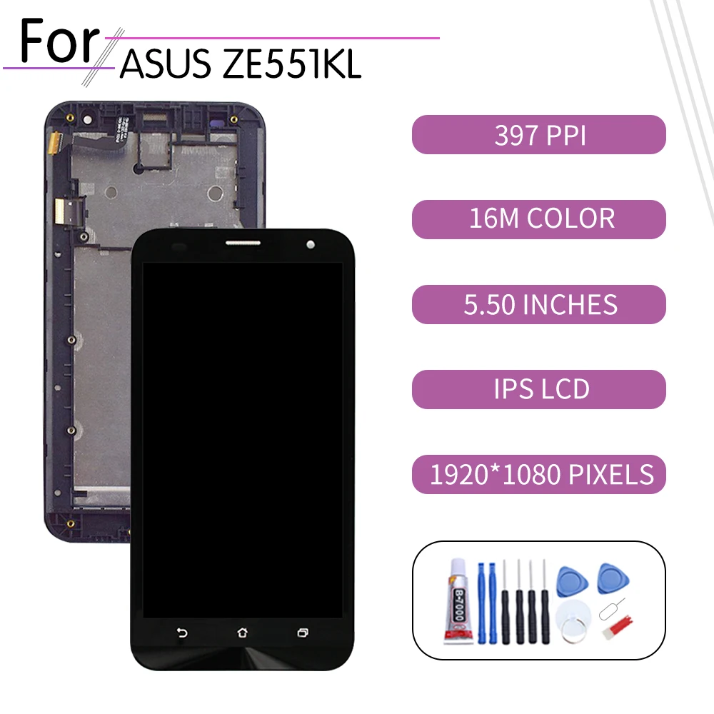 ЖК-дисплей 5 дюйма для ASUS Zenfone 2 Laser ZE551KL сенсорный экран с дигитайзером в сборе Asus