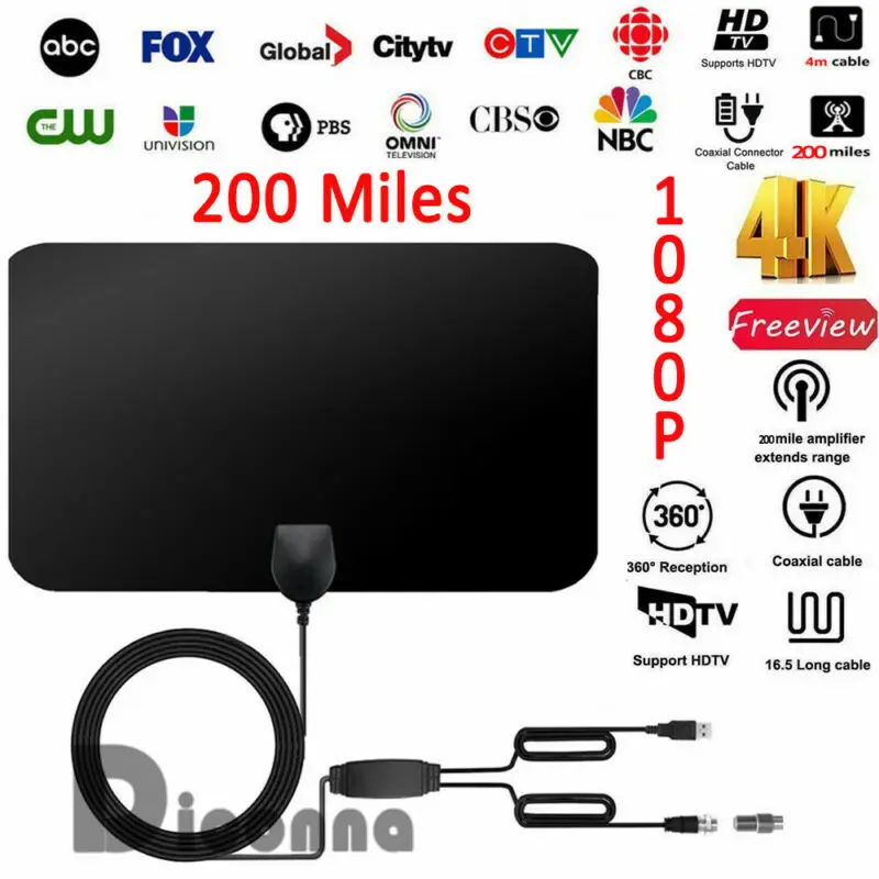 200 миля диапазонная антенна ТВ цифровой HD Skywire антенна цифровой HD ТВ 1080p Крытый 4k диапазон 25DB для vhf UHF tv приемник сигнала при разнесённом приёме