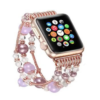 

Agate Beads Pearl Bracelet Strap for Apple Watch Series 5 4 3 2 1 Band for iWatch Women's Watchband 44mm 40mm 42mm 38mm