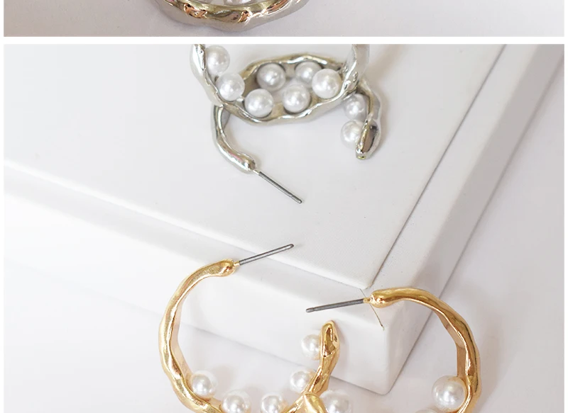 Новая мода Элегантный, имитация жемчуга Серьги-кольца позолоченный металл круглые серьги для женщин вечерние свадебные украшения