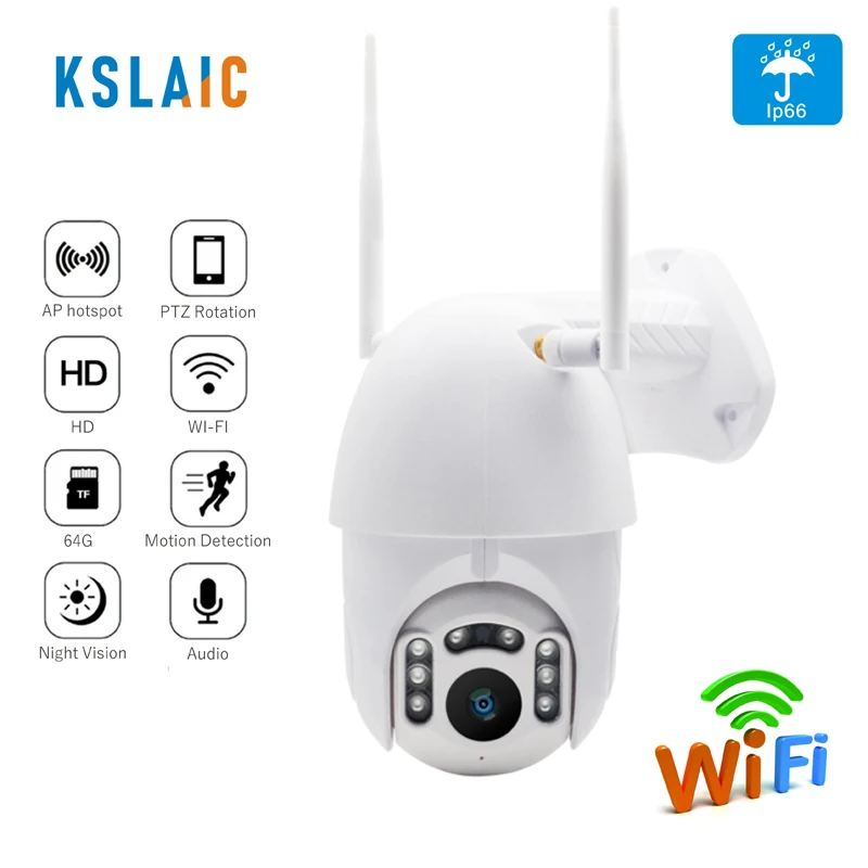 

KSLAIC 2MP 1080P PTZ Speed Dome camera Wifi outdoor/indoor waterproof IR Vision Two Way Audio CCTV home security Onvif wireless network Ip camera