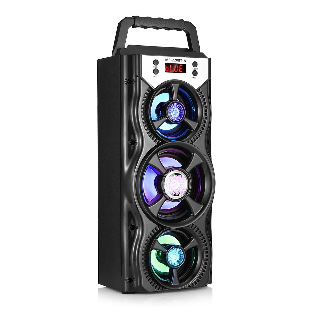 

Multi-functional Portable Bluetooth Speaker Big Drive Unit Bass Colorful Backlight FM Radio Support USB TF Card Player