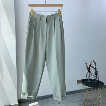 

Spring women's pants casual solid color high waist suit pants