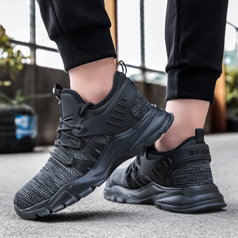 XIZOU Men safety shoe Air Mesh Steel Toe Work Shoes Working Shoes Safety Lightweight Puncture-Proof Safety Boots Dropshipping