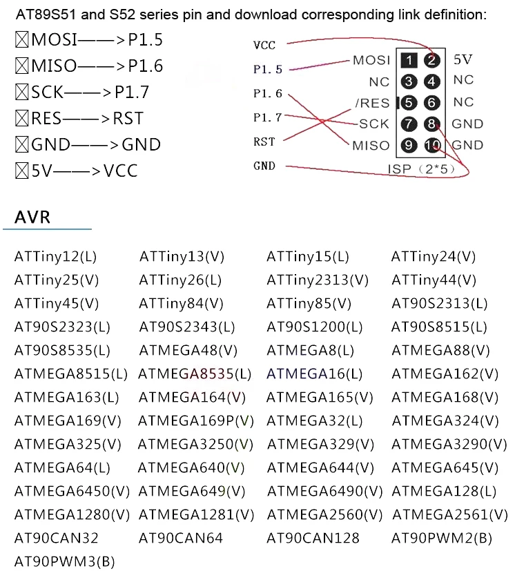 10Pin до 6 Pin плата адаптера+ USBASP USBISP AVR программист USB ATMEGA8 ATMEGA128 ATtiny/CAN/PWM 10Pin модуль провода DIY