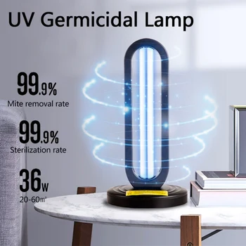 

38W Ultraviolet Germicidal Lamp UV Disinfection Light Mobile Quartz Tube UV-C Cleaner Household Lamp Remote Control
