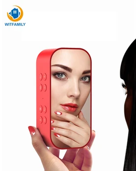 

With FM Radio Wireless Bluetooth Speaker Mirror Snooze Table Clock Alarm Clock Support AUX TF USB Music Player Home Decoration