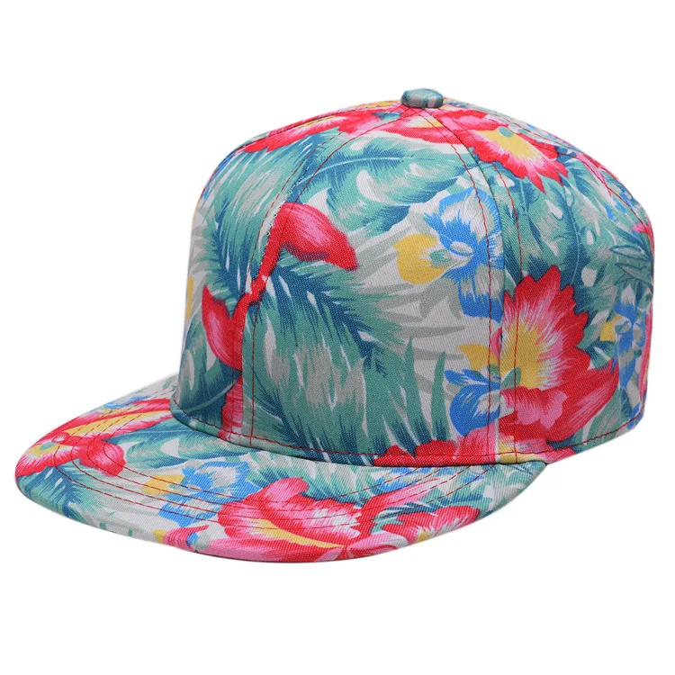 Fashion Floral Hip-Hop Hat for Women Men Flat Brim Street Gorras Girls Outdoor Sun Visor Boy Leaf Printed Snapback Baseball Cap Women's Baseball Caps