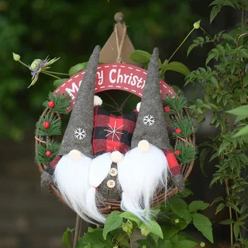 

Children Toys Gift Rattan Christmas Faceless Doll With Hanging Rope Portable Christmas Tree Wreath DecorationA1
