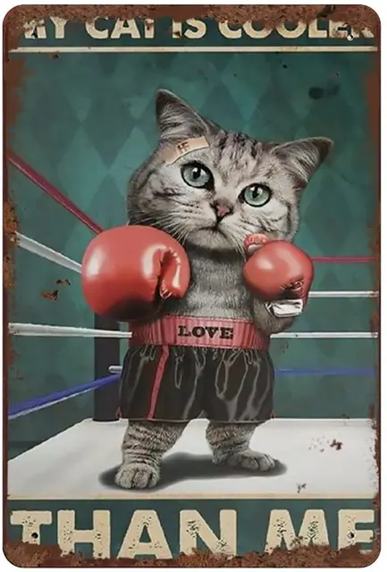 Signe En Metal Animal Mon Chat Est Plus Cool Que Moi Amoureux Des Chats Decor Mural Retro Ferme Librairie Cafe Salle De Boxe Decor Exterieur Aliexpress