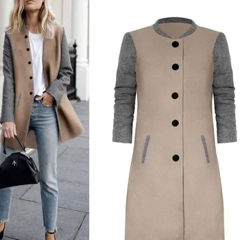 

2019 Autumn Coat Women Jacket New Fashion Button Elegant Causal Casaco Winter Long Outwear Women Clothes Jacket Good Quality H