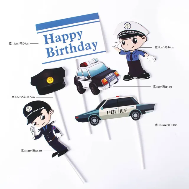 Cartoon Little Police Dream Theme Happy Birthday Cake Topper Paperboard  Cake Decoration Kids Boys Party Supplies Children Favors - AliExpress Nhà &  vườn
