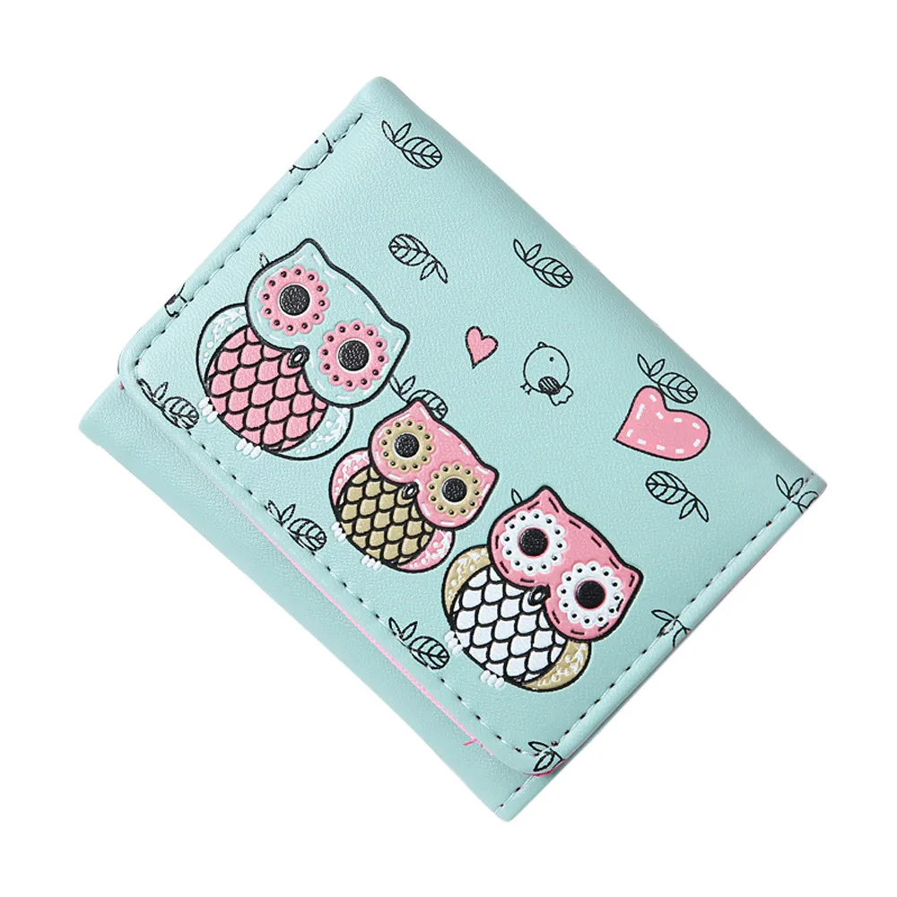

Women Simple Retro Owl Printing Short Wallet Coin Purse Card Holders Handbag