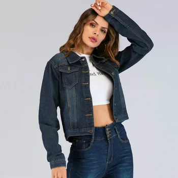 

2020 Women Clothes Denim Jacket Solid Color Turn-down Collar Jean for Female Casual Loose Ladies Female Jacket Coat Outwear