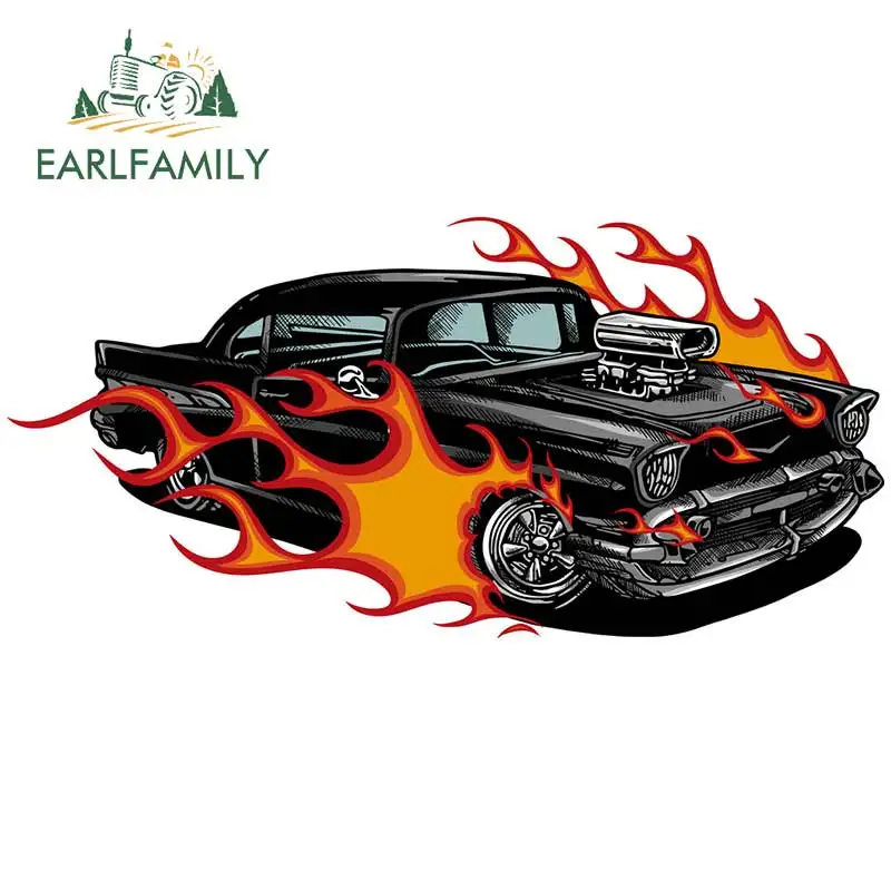 EARLFAMILY 13 см x 6 3 для автомобиля мышцы старый 70s с пламенем мотоцикл машина бампер