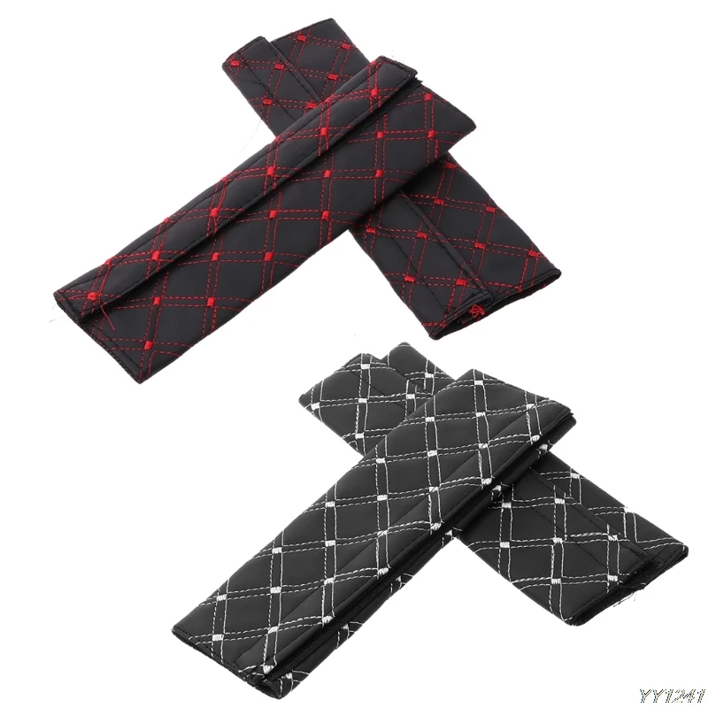 

2PCS Adjustable Car Safety Seat Belt Shoulder Pad Microfiber Leather Vehicle Cushion Harness Pad Soft Auto Seat Belts Padding-Y1