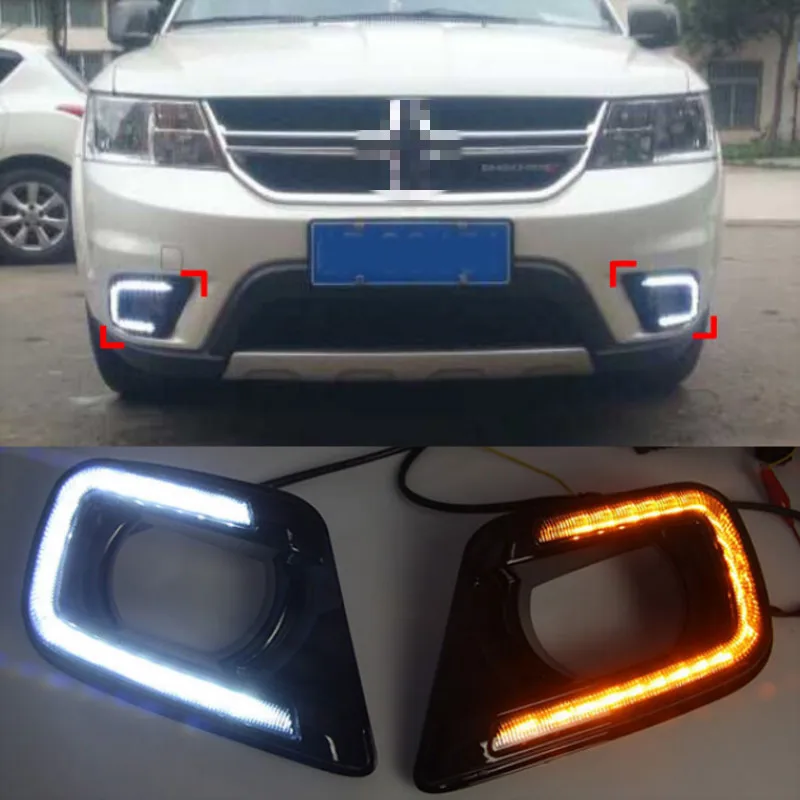 US $44.00 LED Daytime Running Light For Dodge Journey Fiat Freemont 2014 2015 2016 Yellow Turn Signal Relay DRL Fog Lamp Decoration