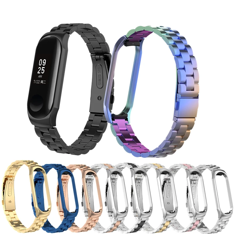 Ремешок для часов из нержавеющей стали Xiaomi Mi Band 4 3 сменный металлический браслет