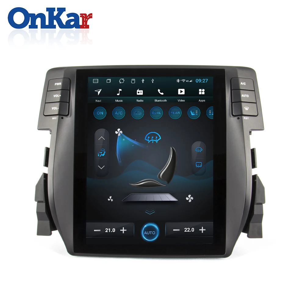 ONKAR стиль Tesla экран для Honda Civic- головное устройство поддержка 4G интернет CarPlay TPMS камера заднего вида Wifi MP4 MP5