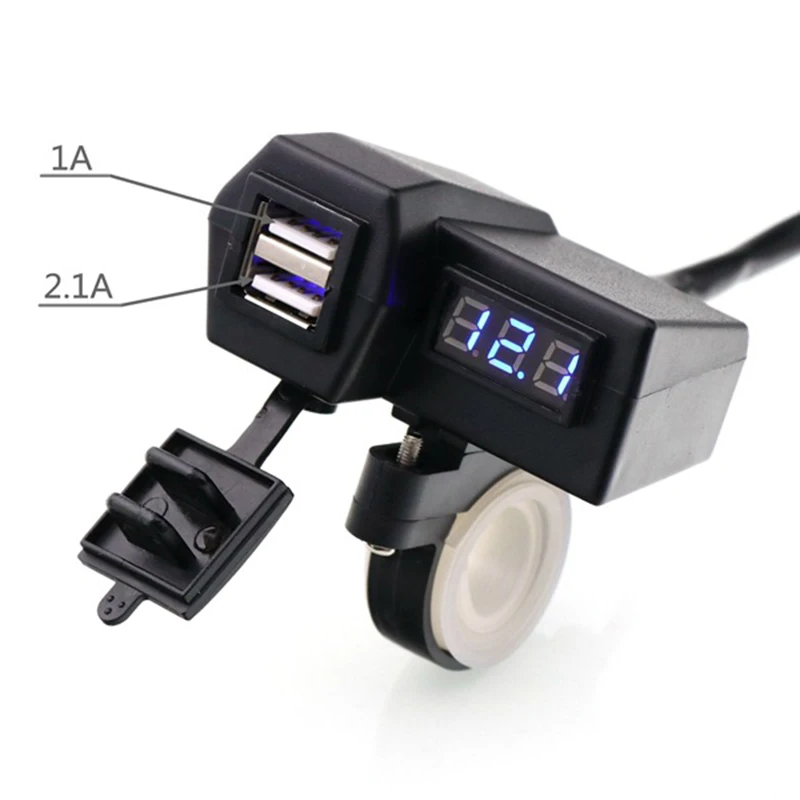 EAFC мотоциклетное двойное USB зарядное устройство 12 В 3.1A Moto 2.1A+ 1A 12 В до 5 В 15 Вт USB зарядное устройство с вольтметр светодиодный дисплей розетки
