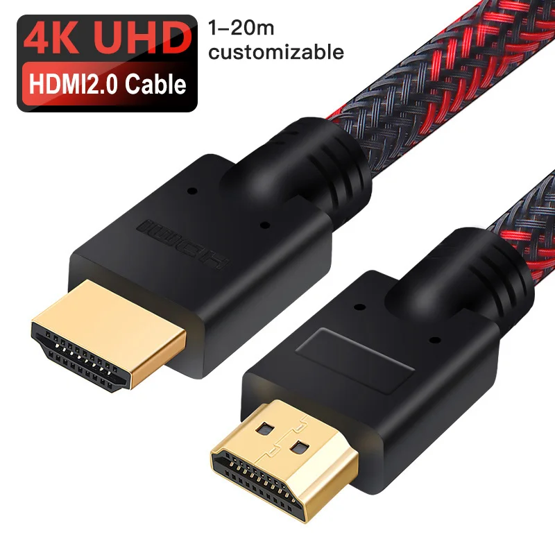Shuliancable HDMI кабель 2,0 4K HDMI к HDMI для HD tv xbox PS3/4 компьютерный ЖК-кабель для ноутбука 4 K/60Hz hdmi 1 м 2 м 3 м 5 м 10 м 15 м 20 м - Цвет: Red black 2