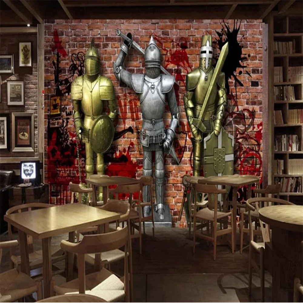 

Dropship Custom 3D Wallpaper Retro Nostalgic European Medieval Armor Bar Dining Background Wall Decoration Painting Wallpape