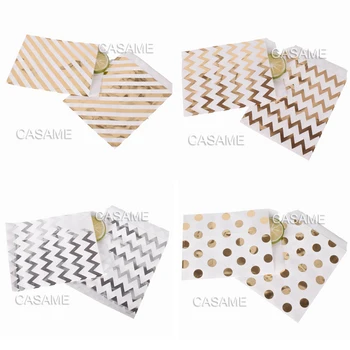 

24pcs Foil Gold Silver Paper Bag 13x15cm Favors Birthday Decoration Baby Shower Party Supplies Wedding Candy Bag Gift Bag