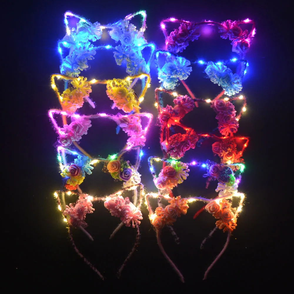 1PC Led Ear Animal Cat Fox Headband Light Up Flashing Blinking Glow Headwear Birthday Party Gift Navidad Christmas 2022 | Дом и сад