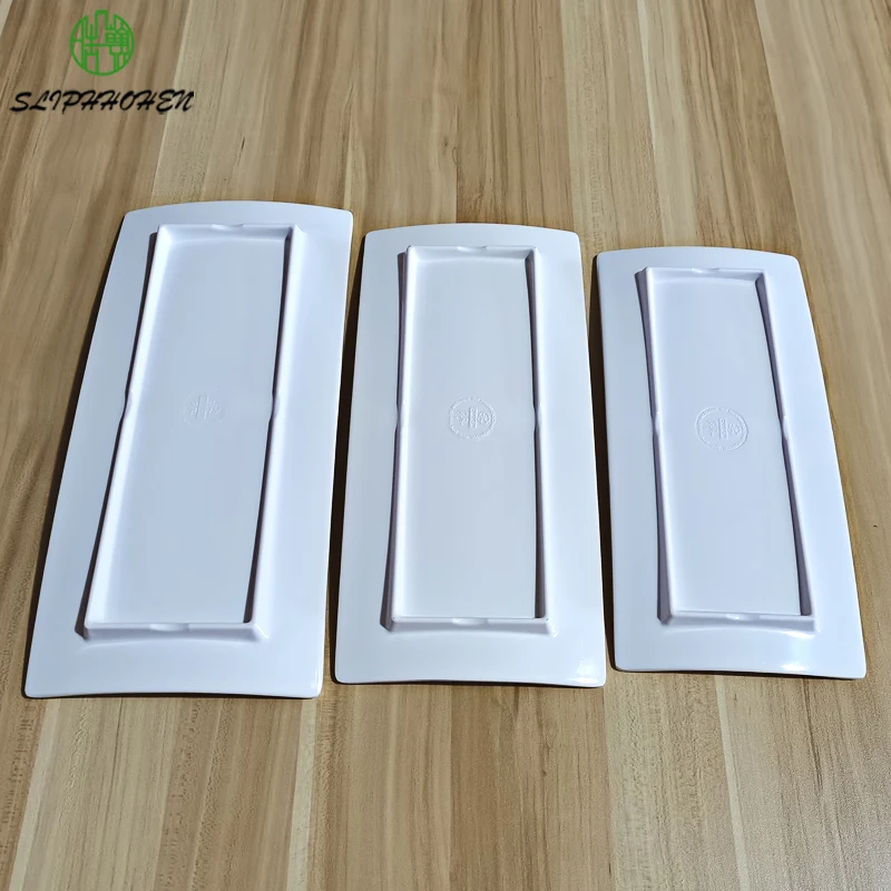 11/12/13 Inch White Warping Angle Rectangular Sashimi Dish Restaurant Dinnerware Dinner Plate A5 Melamine Tableware