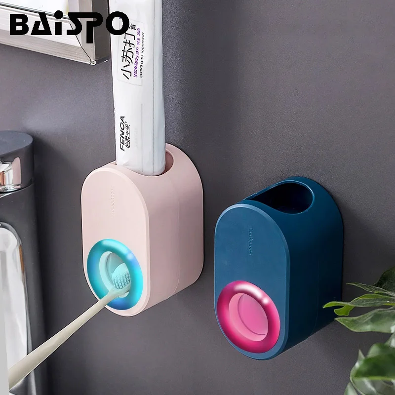 BAISPO Wall-mounted Toothpaste Dispenser Automatic Toothpaste Squeezer Plastic Lazy Holder Home Bathroom Accessories Sets