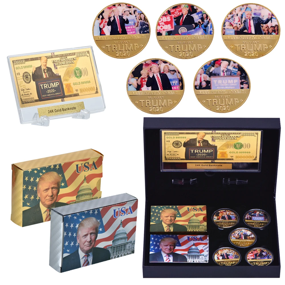 WR 24K Gold Silver Playing Cards 2 Deck Set Donald Trump Poker US President Gift 
