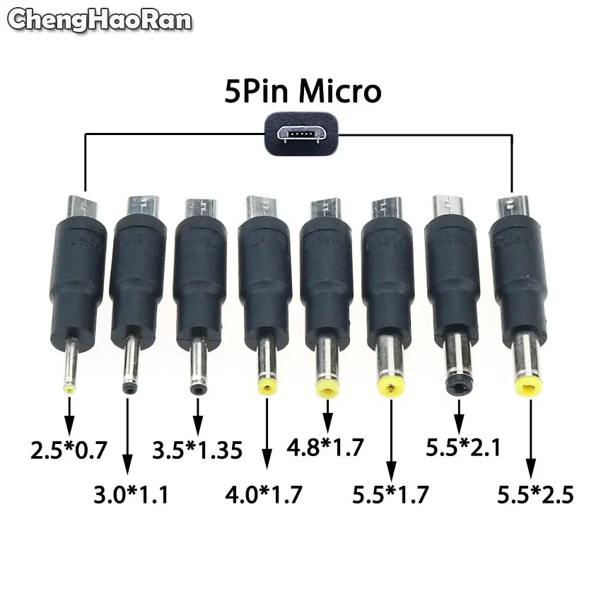 ChengHaoRan 5-контактный Micro USB штекер к DC 3 5*1 35 5 5*2 1 2 4 8*1 7 мм разъем питания для зарядки